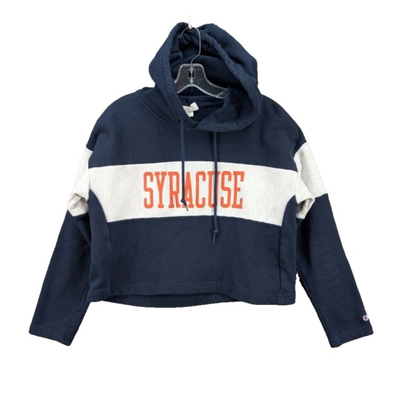 Champion Reverse Weave Syracuse University Hoodie Cropped‎ Women's S Blue Sporty - Picture 1 of 8